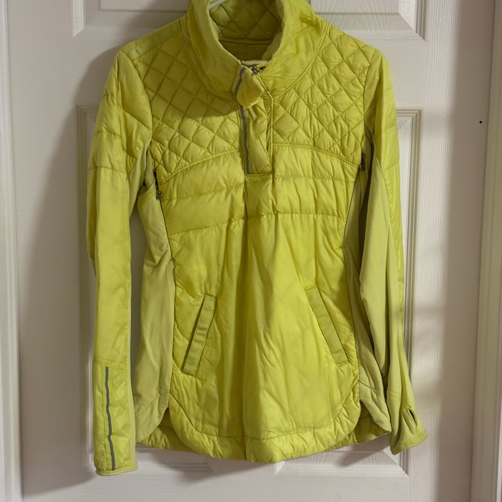Lululemon Athletica Yellow Puffer Jacket with Quilted Design